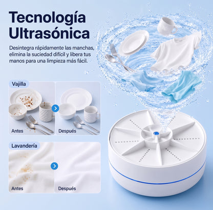 Domora WashPro™ Mini Lavavajillas y Lavadora Ultrasónica Portátil Multifunción